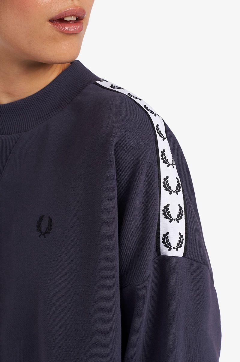 Deep Grey Fred Perry Taped Men's Sweatshirts | PH 1607XYUF